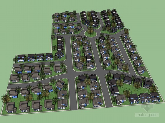 村落建筑SketchUp模型下载-村落建筑 