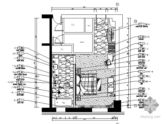 标间室内水电施工图纸资料下载-[北京]某商务酒店大床标间施工图