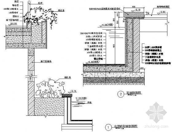 台阶驳岸剖面资料下载-会馆前驳岸剖面图