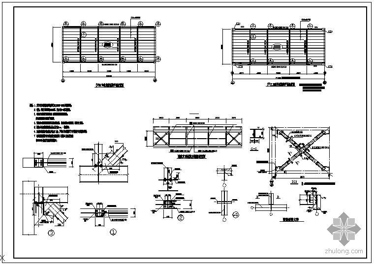 cad连廊详图资料下载-某21M钢结构连廊节点构造详图