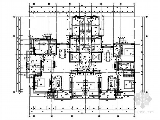 高层板式住宅建筑图资料下载-高层板式住宅户型平面图（含端头户型）