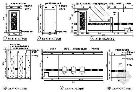 室内cad卫生间立面图资料下载-男卫生间立面图