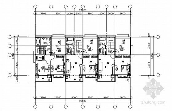 [靖江市]某城市核心区一期住宅项目4号楼D1型联排别墅施工图-平面 