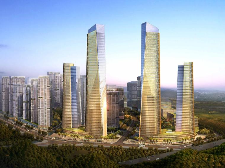 [深圳]超高层现代风格多样化功能城市综合体建筑设计方案文本-超高层现代风格多样化功能城市综合体建筑效果图
