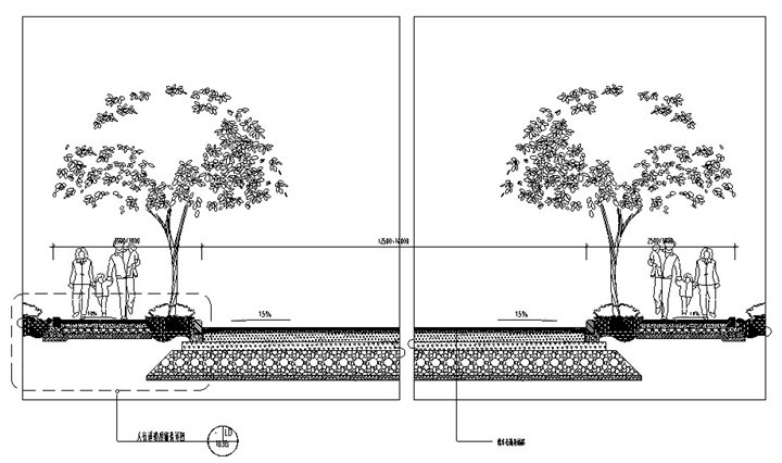 [浙江]“山水生态”道路景观二期二标施工图（2016最新独家）-林荫道断面图