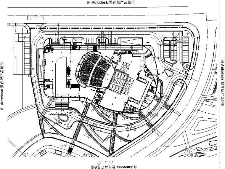 [浙江]妇青幼中心及文化中心景观施工图-尺寸定位平面图