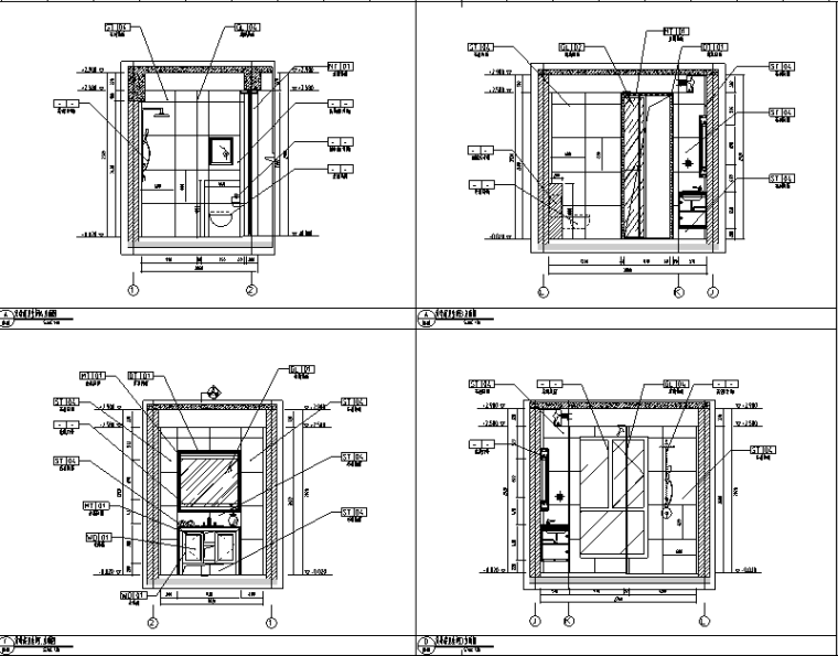 [河北]新源燕府简约欧式四居室样板房设计施工图（附效果图）-卫生间立面图