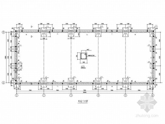 一榀钢架立面图资料下载-门式钢架结构生物科技产业园结构施工图（6栋厂房）