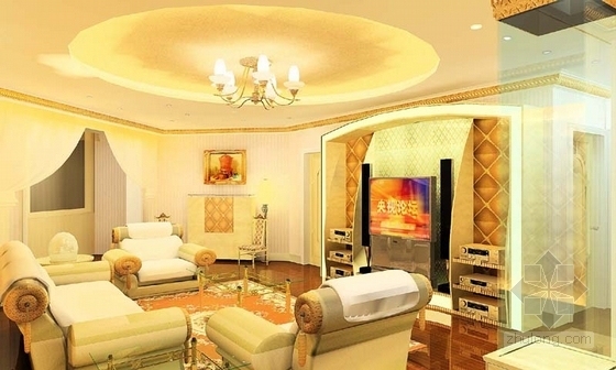 [上海]金色欧式风格两居室装修图（含效果图） 效果图