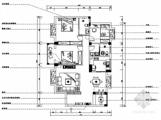 装修施工指引资料下载-[湖北]时尚现代风格三居室室内装修施工图（含效果）