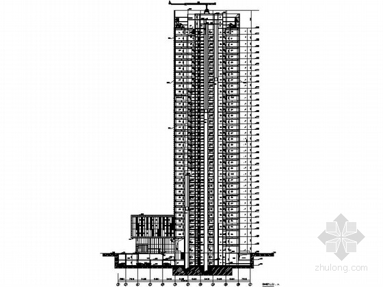 [合集]3套超高层核心筒结构办公楼建筑施工图-3套超高层核心筒结构办公楼建筑剖面图