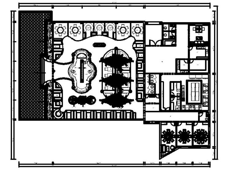 弧形走廊施工图资料下载-[深圳]荷塘月色时尚餐厅室内设计施工图（含效果图）