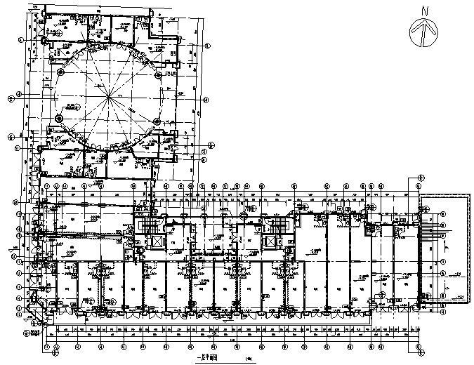 [广东]锦园华庭高层居住小区住宅楼及节点大样施工图（CAD）-一层平面图