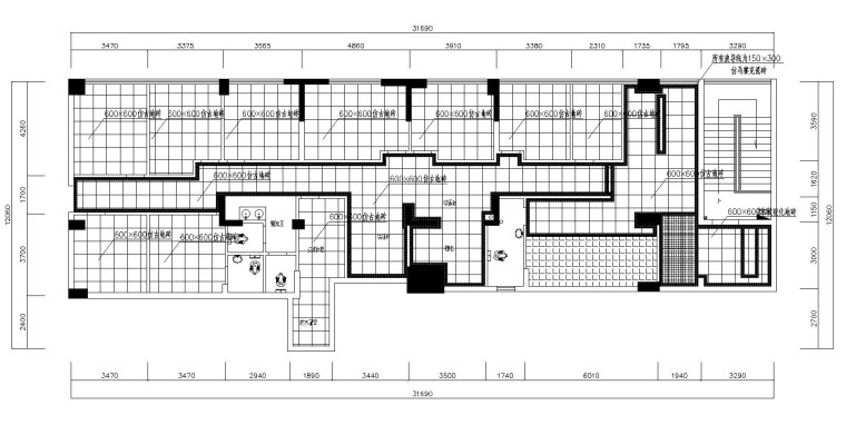 某会所室内装修施工图设计（附效果图）-地面铺装图