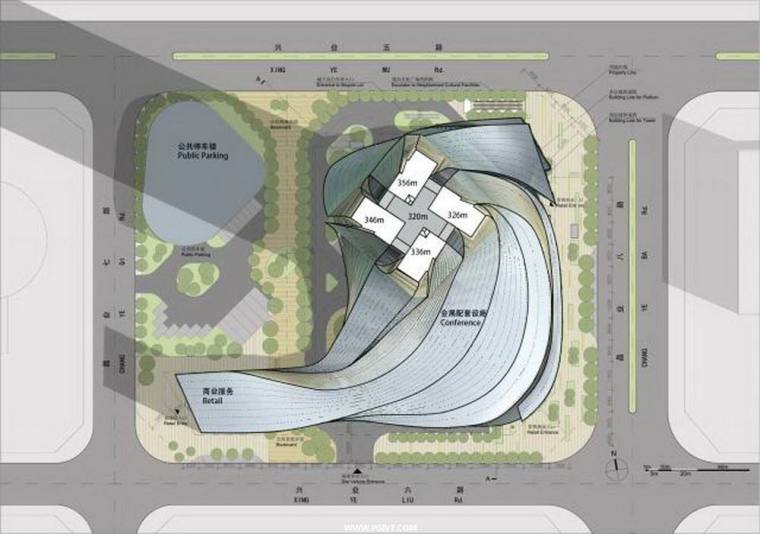 广东临建施工方案资料下载-[广东]珠海横琴国际金融中心SU模型设计