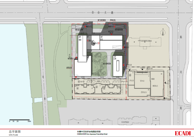 [吉林]长春中日友好酒店建筑设计方案文本-总平面图