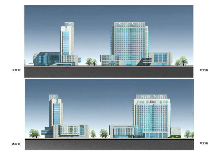 如皋人民医院方案文本+CAD-立面图