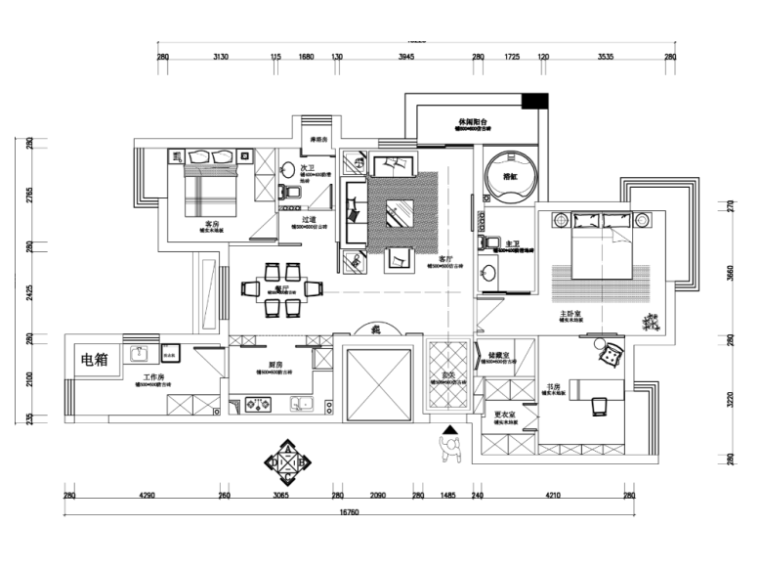 住宅设计单元施工图资料下载-[湖北]银都花园2幢1单元1801家装设计完整施工图
