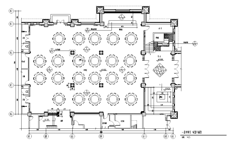 [天津]豪华酒店中餐厅室内装修施工图-平面布置图