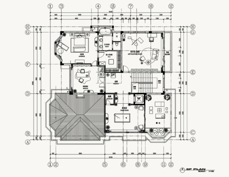 [湖南]威尼斯城英式府邸豪宅概念设计方案-三层平面图
