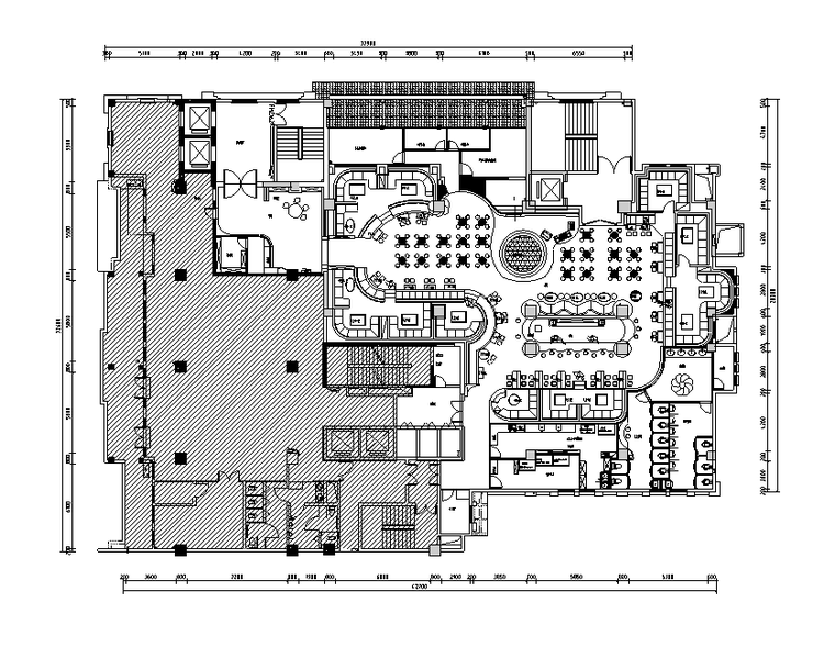 现代风格慢摇吧酒吧空间设计施工图（附效果图）-平面布置图