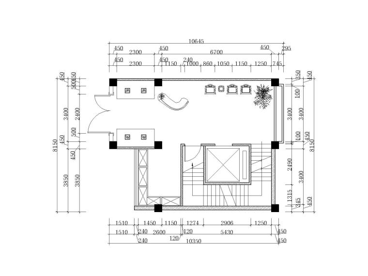 新中式风格火锅店装修全套施工图（附效果图+3D模型）-一层平面布置图