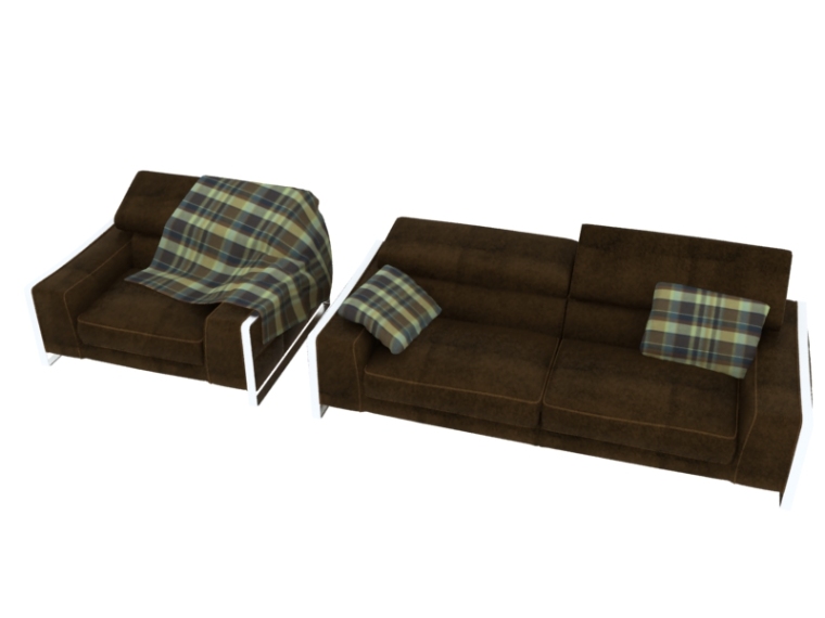 现代深色壁纸贴图资料下载-现代深色沙发3D模型下载