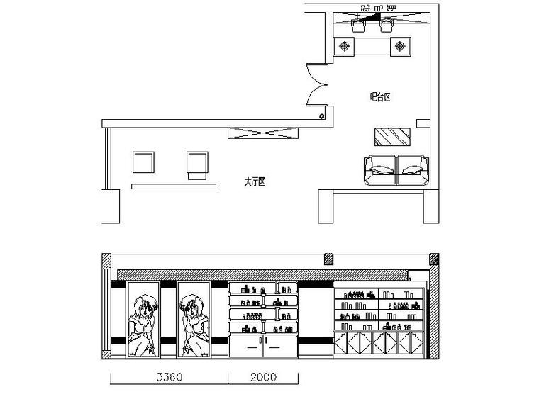 现代简约风格的大型理发会所设计施工图（含效果图）-现代简约风格的大型理发会所设计立面图