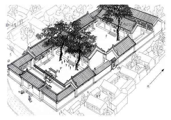 手绘30个老北京四合院-浙江民居的设计和京城民居之原貌