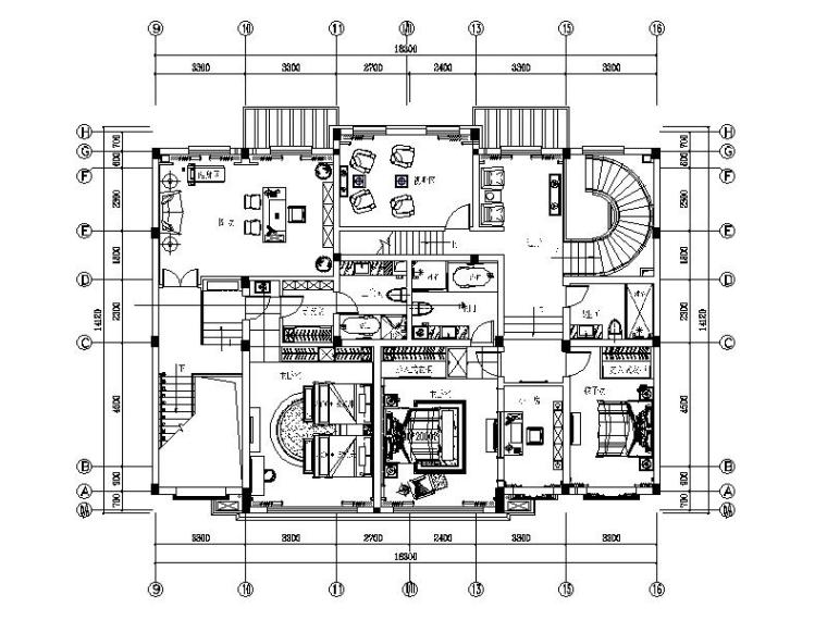 cad两层新中式别墅资料下载-[北京]儒雅新中式2层别墅室内设计施工图（含效果图、实景图）