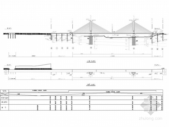 绕城一级公路主跨240米双塔单索面斜拉桥图纸225张（箱梁顶宽27.3m）-桥梁总布置图 