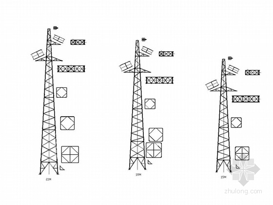 18米支撑杆铁塔施工图纸资料下载-15、18、21米电力铁塔结构图