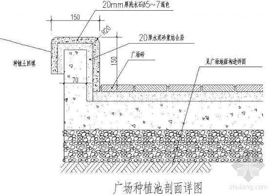 屋面种植池施工方案资料下载-广场种植池剖面详图