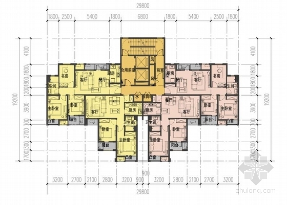 [青海]现代artdeco风格高层城市综合体及单体建筑设计方案文本-现代artdeco风格高层城市综合体及单体建筑平面图