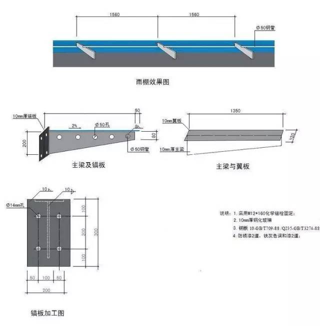 玻璃栏杆受力资料下载-钢结构雨棚详细施工流程