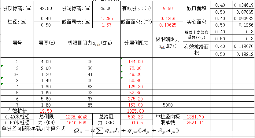 预应力管桩(phc)单桩竖向极限承载力估算(excel)