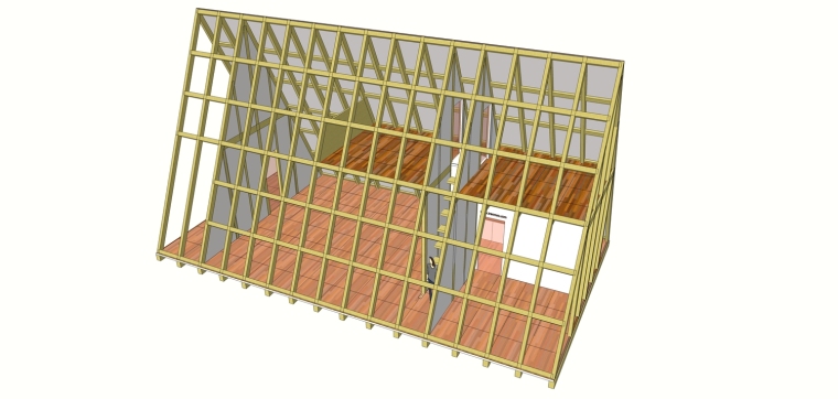 木屋施工cad资料下载-分享一个正在施工中的精品三角木结构木屋