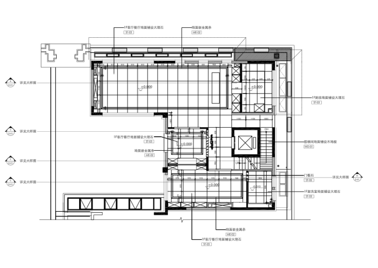 北京鲁能集团优山美地三居室样板别墅施工图+设计方案+高清效果图-5地坪设计图