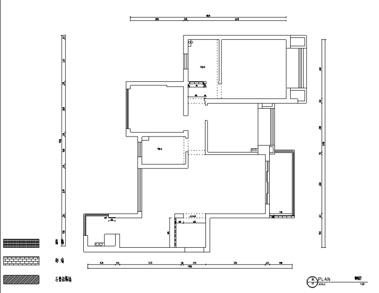 合景叠翠峰美式三居室样板房设计施工图（附效果图）-砌墙图