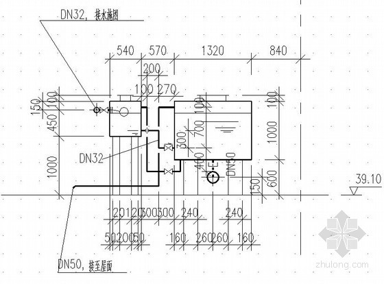 [济南]大学计算中心暖通空调设计施工图-膨胀水箱详图 