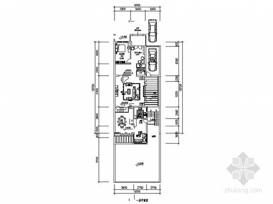 200平方联排别墅资料下载-[北京]某二层联排别墅户型平面图（257平方米）