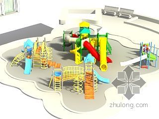 儿童娱乐3d模型资料下载-公园规划（儿童区）效果图模型
