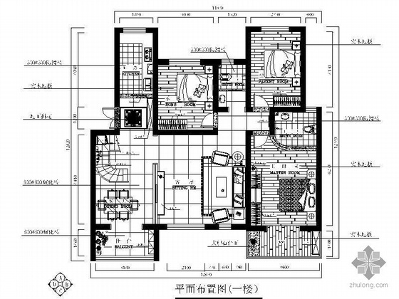 复式楼四居室装修资料下载-[湖南]复式楼设计装修图