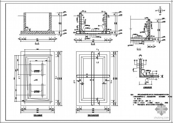 某冰机房、钢平台及室内外设备基础结构设计图- 