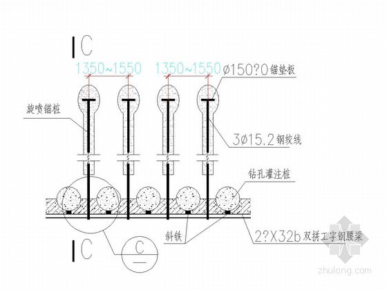 钢管法兰连接大样图资料下载-锚桩结构及连接大样图