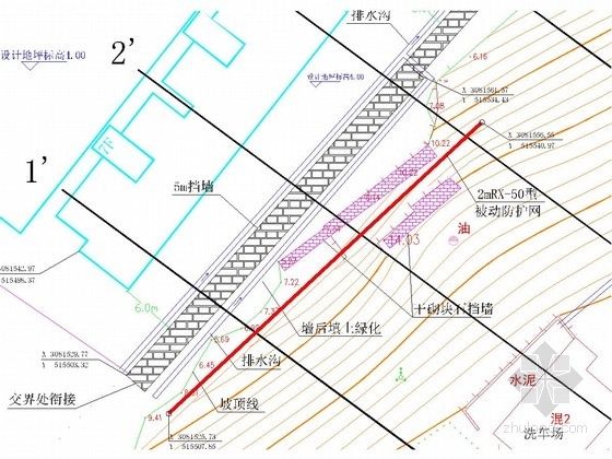 [浙江]SNS被动防护网加浆砌块石挡土墙边坡治理施工图（含设计方案 计算书）-边坡治理平面布置图 