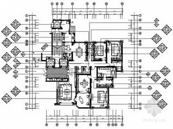 六居室大平层住宅施工设计资料下载-[山西]高档精品简欧超大四居室住宅装修施工图（含效果）