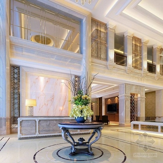 [涿州]奢华欧式新古典主义风格售楼处室内设计方案大堂效果图 