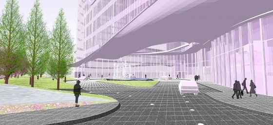 [杭州]都市现代商业广场景观规划设计方案（英文方案）-景观效果图