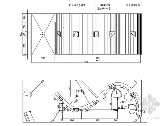 [上海]儿童玩具贸易公司办公室室内装修施工图（含效果）接待展示区立面图 